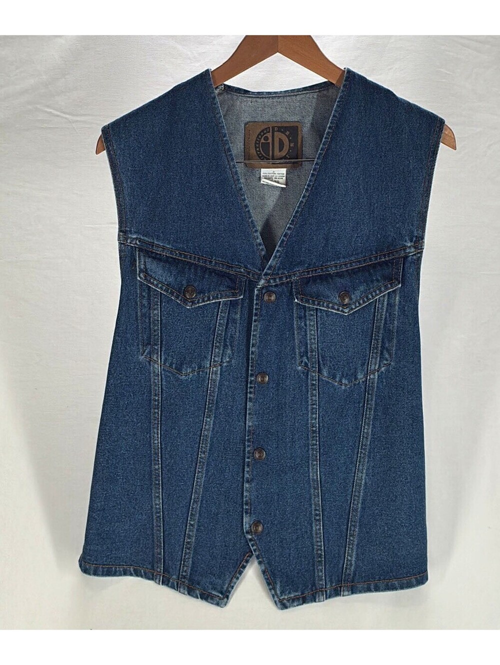 90s International DIM Denim Vest Large Embroidered Back